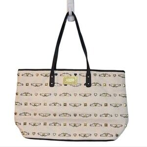 Betsey Johnson Faux Leather Cream Gold Accents 19 X 12 Tote